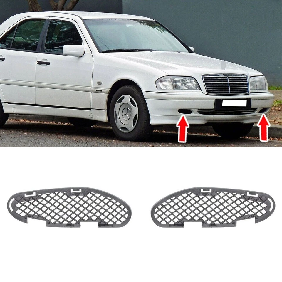 Fits 98-00 Mercedes Benz W202 C220 After-Facelift Front Bumper Side Grille Cover Foto 3 de 4