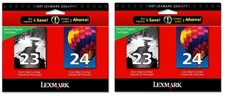 4 NEW Genuine Factory Sealed Lexmark 23 Black 24 Color Inkjet Cartridges