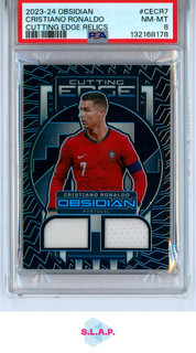CRISTIANO RONALDO PANINI OBSIDIAN CUTTING EDGE RELICS 2023 CECR7 PSA 8