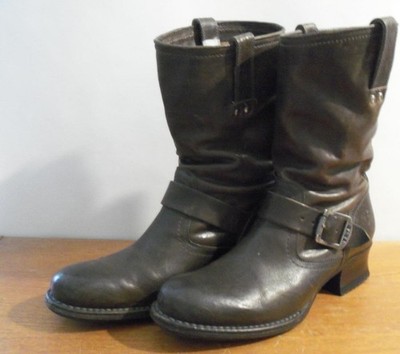 Frye 76920 Martina Engineer Short Boots Women's 8 B Brown Leather