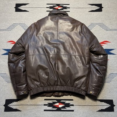 Vintage 80s Eddie Bauer Men's Brown Leather Goose Down Insulated