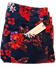 Anthropologie Maeve Size 28 The Colette Velvet Floral Cropped Wide-Leg Pants NWT