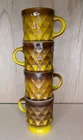 New ListingVintage Fire King Mugs Yellow/Brown Diamond Set Of 4