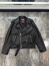 Leather Jacket Y2K Leather Biker Black Size M