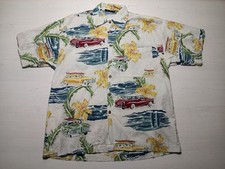 Vtg Monzini Collection Hawaiian Surf Shirt Mens Medium Classic Cars Made In USA