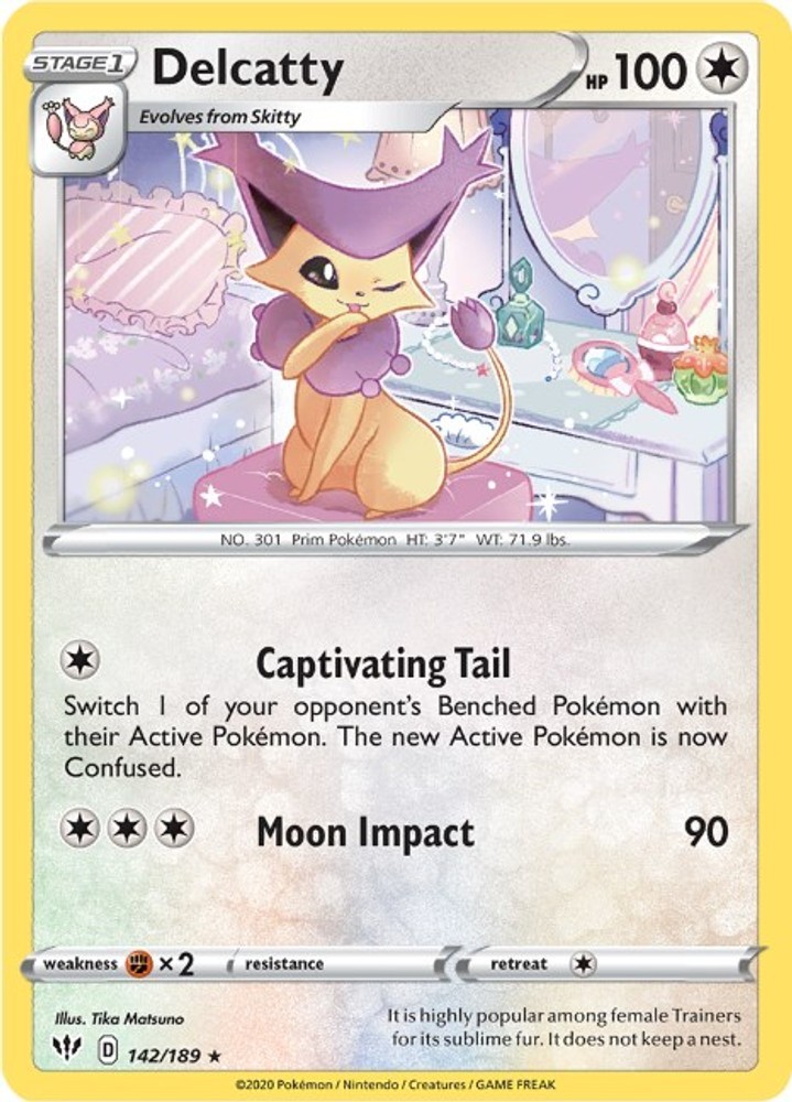 Delcatty 142/189 SWSH03: Darkness Ablaze Reverse Holofoil