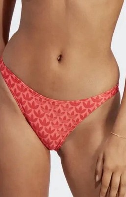 Adidas Originals Monogram Bikini Bottom Size Large NWT Red Trefoil Cheeky Swim