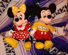 VTG Mickey And Minnie Plush Toy Lot