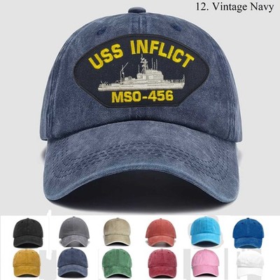 Customized Personalization Embroidered Hat Uss Inflict Mso-456, Trucker Hat