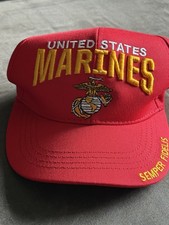 BANCROFT USA MADE Red/Yellow US MARINE CORPS SNAPBACK HAT Military Baseball Cap