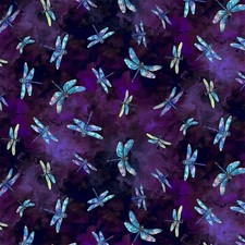 Timeless Treasures Dragonfly Mist CD3895 Purple Flying Dragonflies Cotton