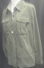 Women's Green Button Short Jacket Chest Flap Pockets Long Sleeve Casual Solid