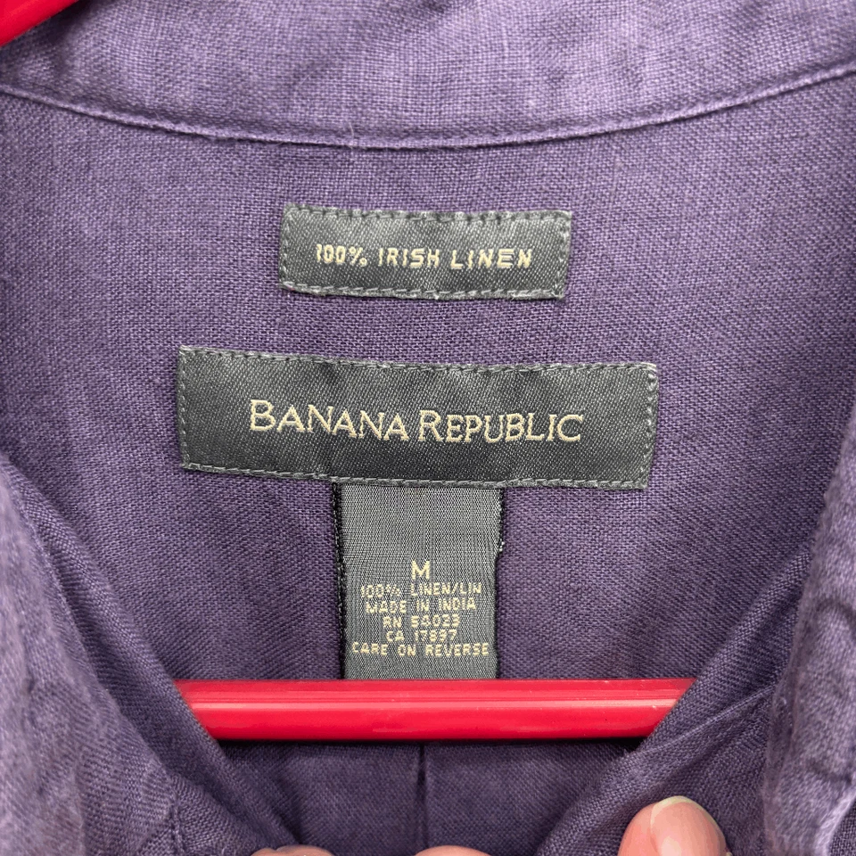 Camisa Banana Republic Para Hombres Irlandesa Lino Púrpura Abotonada Para Hombres Mediana Usada en Excelente Condición Foto 4 de 4