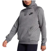 Nike Rally Fleece Pullover Hoodie Funnel Neck Womens Size Small Gray Performance