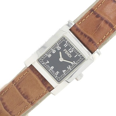Fendi Classico 7000L Quartz Watch Black Dial Leather 2.1x3cm