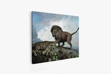 Stubbs, Giorgio/Leone e tigre, 1779, stampa quadro arte da parete vintage/tela