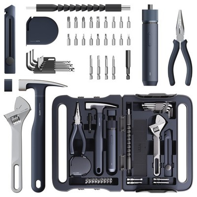 HOTO 40-Piece Tool Kit, Household Essentials Set w/Smart Electric Black