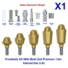 1x Kit de prótesis recta multi unidad prótesis premium 1,6 mm hexagonal interior 2,42 mm