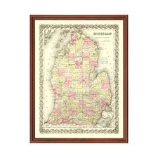 Old Map of Michigan 1855 - Vintage Michigan Art