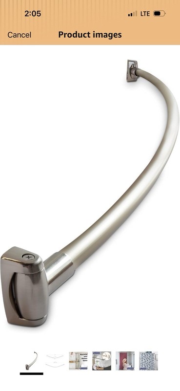 POZ 5ft Curved Adjustable Metal Shower Curtain Rod Brushed Nickel Modern