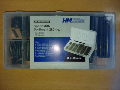 Spannstift-Sortiment, BOX-SP280, 280-tlg., von 2 bis 10 mm