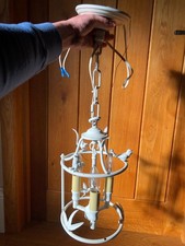 Shabby Chic White Bird Cage Pendant Chandelier | 3-Light | French Country Style