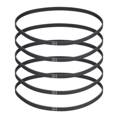 340mm GT-2 Timing Belt, 5pcs 6mm Width 2mm Pitch 3D Printing Closed Loop, Black