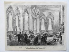 Conference session at the Admiralty Palace in Constantinople Tersane wood engraving 1877