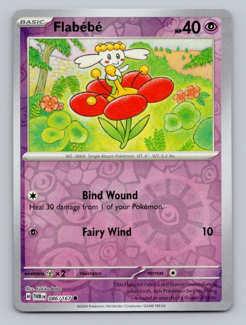 Flabebe 086/167 Common Twilight Masquerade Pokemon Reverse Holo Near Mint
