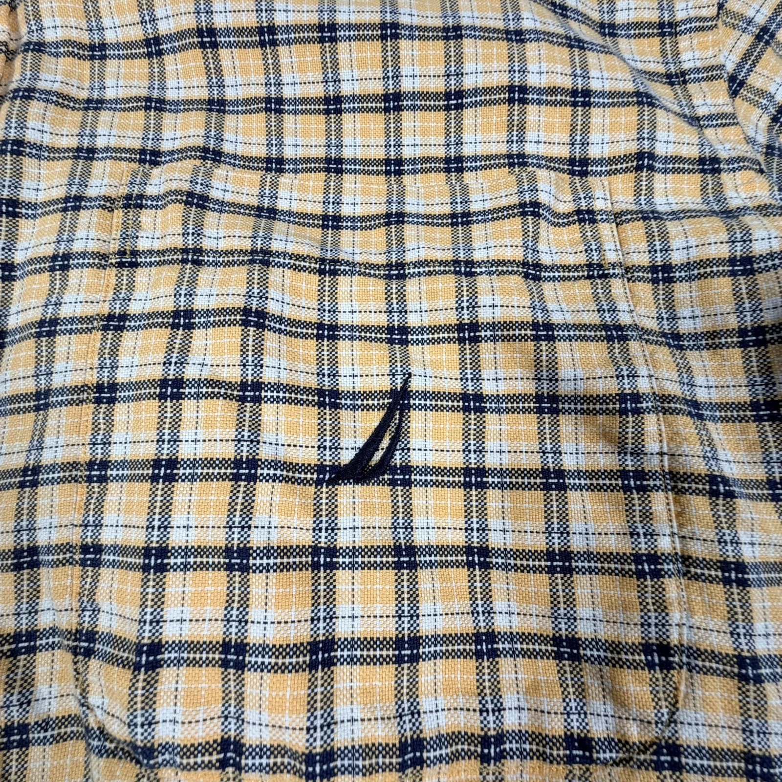 Nautica Men's Large Blue, Maize Plaid Slim Fit Long Sleeve  Button-Up  image 6