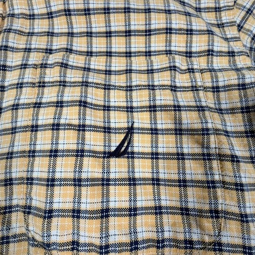 Nautica Men's Large Blue, Maize Plaid Slim Fit Long Sleeve  Button-Up  image 6