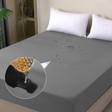 Waterproof Mattress Protector Full, Fitted Sheet Style Breathable Mattress Co...