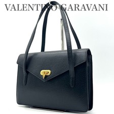 GARAVANI VALENTINO Tote Bag Shoulder Black Leather Gold Hardware Handbag Formal