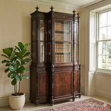 Libreria Antica Palissandro Bois de Rose Decori Neoclassici XIX Secolo Originale