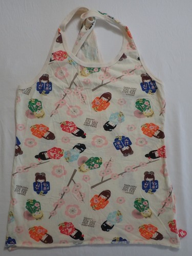 VINTAGE HARAJUKU LOVERS KOKESHI DOLL CHERRY BLOSSOM WOMEN'S LARGE TANK TOP