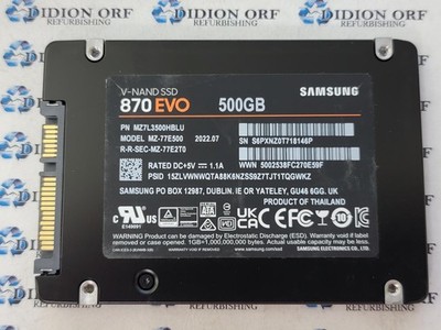 SAMSUNG 870 EVO 500GB 2.5'' SATA SSD MZ-77E500, Grade A+, SKU 20773
