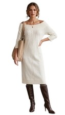NWT New York & Co Off The Shoulder Cable Knit Sweater Dress Sz L