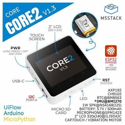 M5Stack Officail Core2 V1.3 ESP32 Lot Development Kit