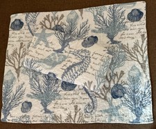 Quilted Pillow Sham Set Coastal Seahorses Seashells Ocean Set of 2 Standard Size