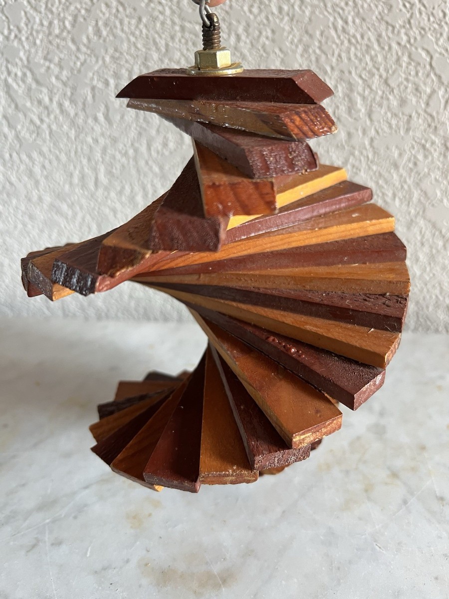 MCM Vintage Wooden Helix Wind Spinner Whirligig Folk Art ~ 9x6
