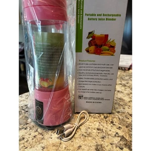 Portable Rechargeable Battery Juice Blender Pink 380ml Personal Smoothie Maker