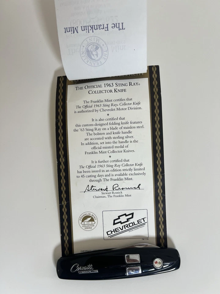 Franklin Mint 1963 Sting Ray Corvette Collector Knife - Image 3 of 4