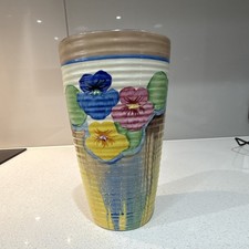 Clarice Cliff Bizarre Hand Painted Art Deco Pansy Floral Vase England C30/8