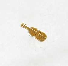Vintage Gold-Tone Violin Music Instrument Souvenir Metal Lapel Pin Hat Badge