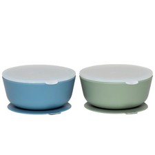 Suction Bowls for Baby Toddlers Set of 2 - 100 Silicone w/Plastic Lid - ...