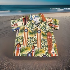 Nui Nalu Boys Sz 2 Made in Hawaii Shirt Button Up Hawaiian Sea Ocean 100 Cotton