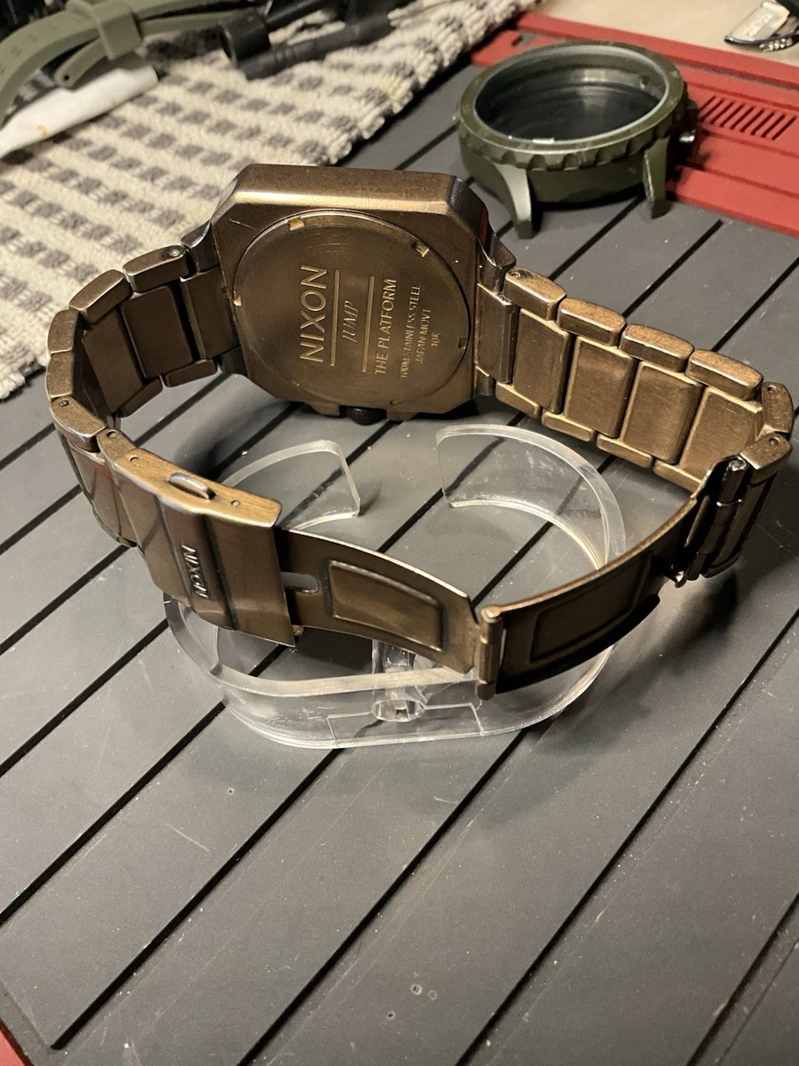 Nixon The Platform Men's Quartz Square Analog Bronze SS Bracelet Watch 100m View 3