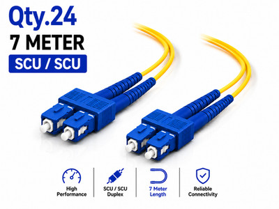 (24) 7 Meter SC/UPC - SC/UPC Duplex Fiber Patch Jumper OS2 SMF Singlemode Cable