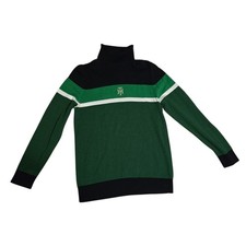 Tommy Hilfiger Navy and Green Striped Sweater Size M Logo New Turtle Neck