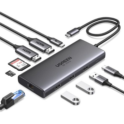 USB C Docking Station Dual HDMI Gigabit Ethernet 100W PD Daten Laden